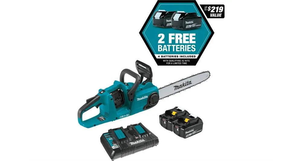 2020 Makita 18V X2 (36V) LXT® Brushless 16" Chain Saw Kit w/ 4 Batteries (XCU04PT1)