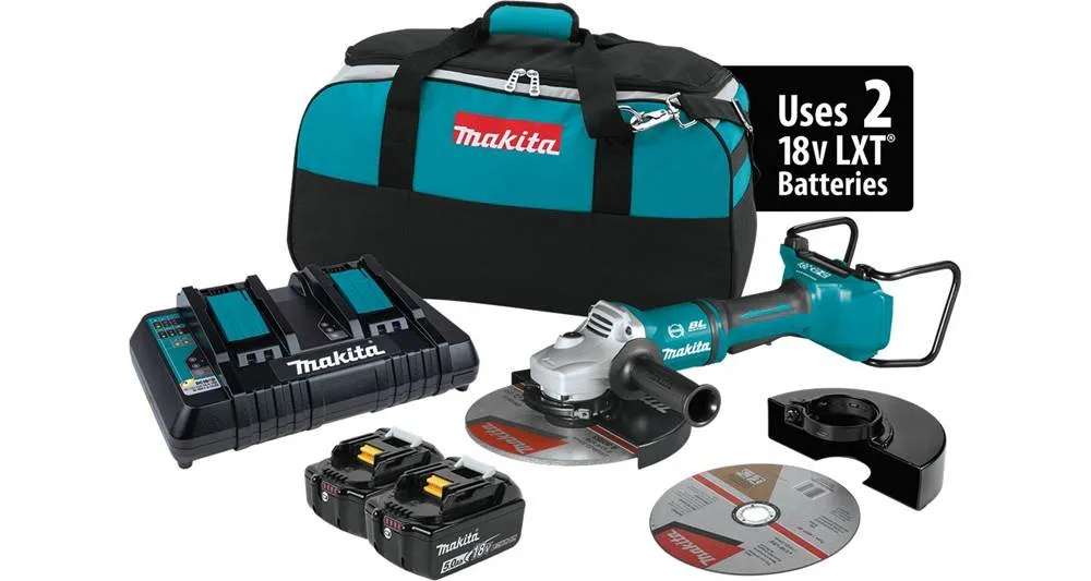 2021 Makita 36V (18V X2) LXT® Brushless 9" Paddle Switch Cut-Off/Angle Grinder Kit, with Electric Brake (5.0Ah)