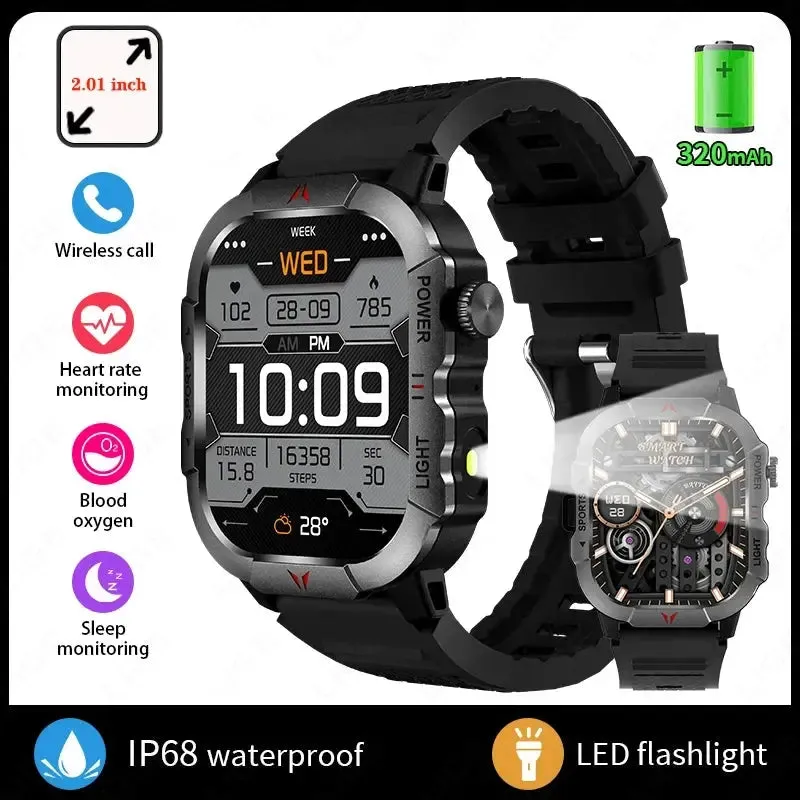 2024 New LED Men's Smart Watch HD Touch Screen Bluetooth Call Multi Sports Mode Health Monitoring IP68 Waterproof Smart Watch