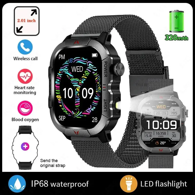 2024 New LED Men's Smart Watch HD Touch Screen Bluetooth Call Multi Sports Mode Health Monitoring IP68 Waterproof Smart Watch