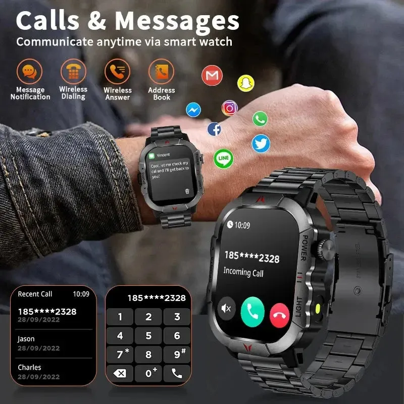 2024 New LED Men's Smart Watch HD Touch Screen Bluetooth Call Multi Sports Mode Health Monitoring IP68 Waterproof Smart Watch