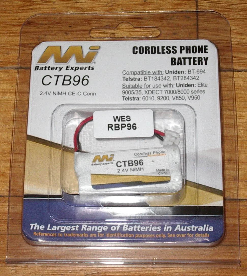 2.4Volt Nickel Metal Hydride Phone Battery Suits Telstra DECT9200 - Part # RBP96