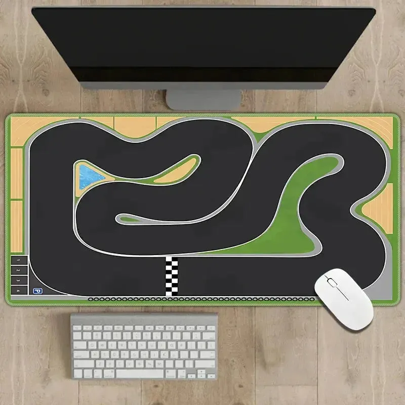 2mm Thick Non-Slip Rubber Mouse Pad 300x700mm with Traffic Simulation Design - Multipurpose Desk Mat