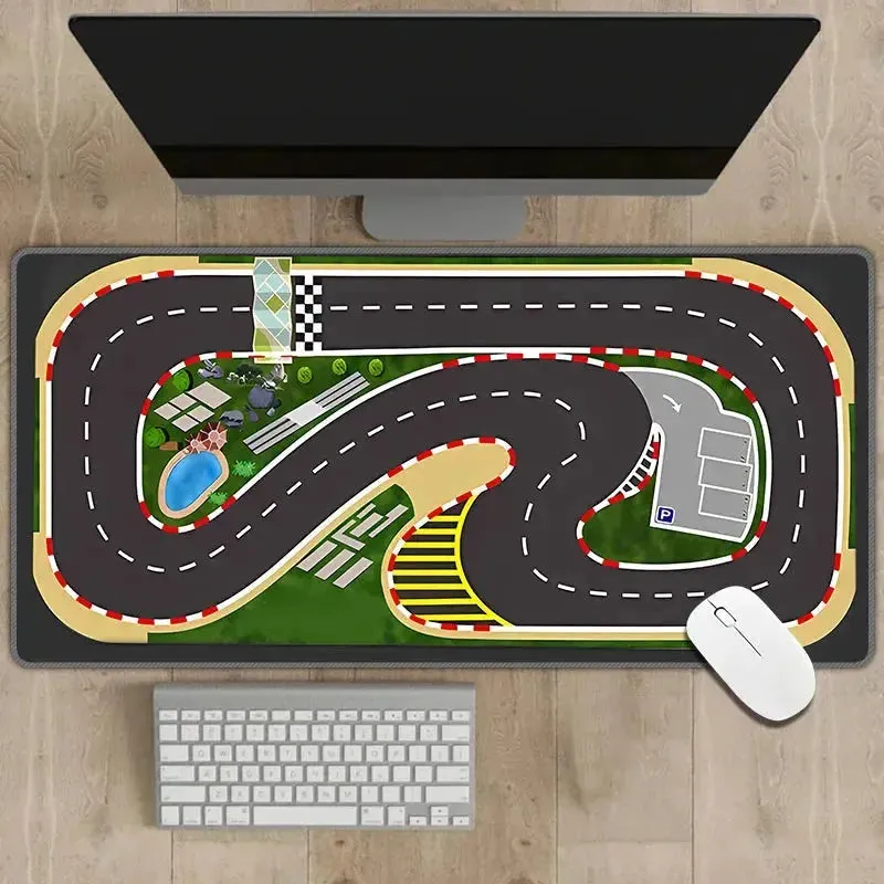 2mm Thick Non-Slip Rubber Mouse Pad 300x700mm with Traffic Simulation Design - Multipurpose Desk Mat