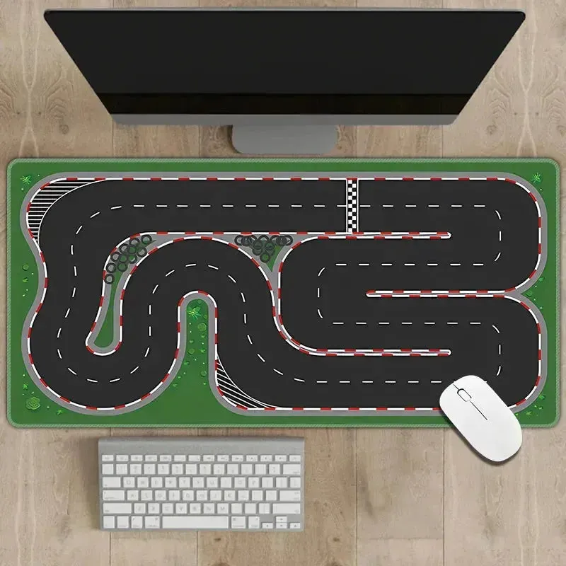 2mm Thick Non-Slip Rubber Mouse Pad 300x700mm with Traffic Simulation Design - Multipurpose Desk Mat