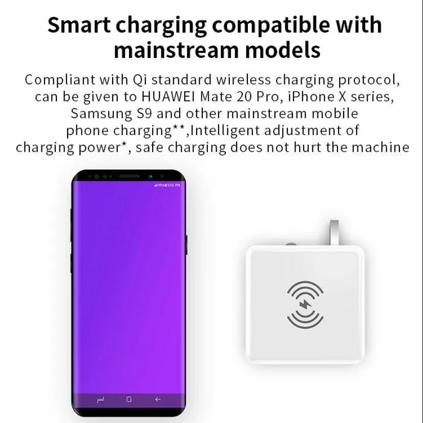 3 In 1 Wireless Charging 10000mah Power Bank Wall Charger With Built In Cable