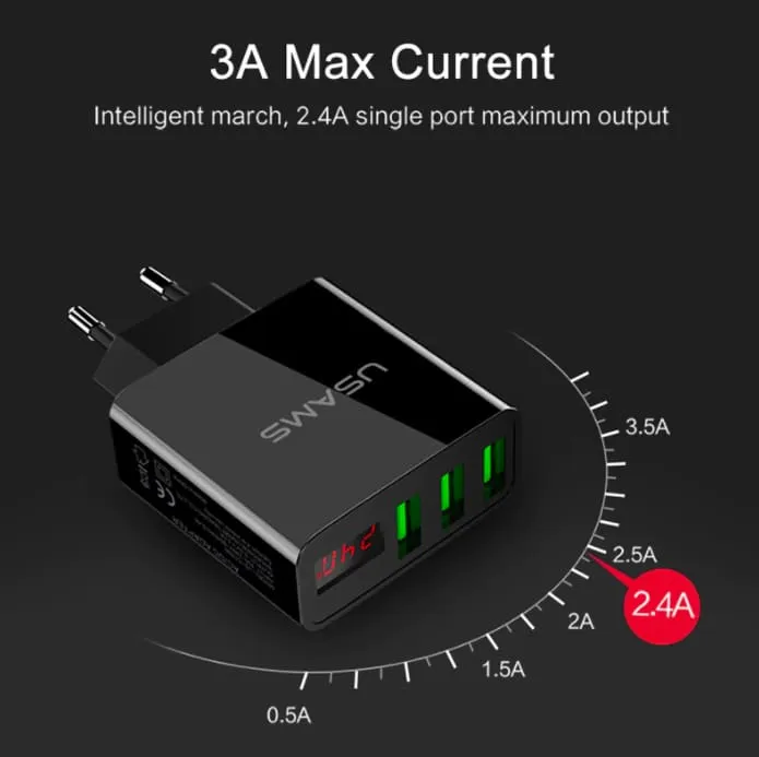 3 USB Ports Charger with Display