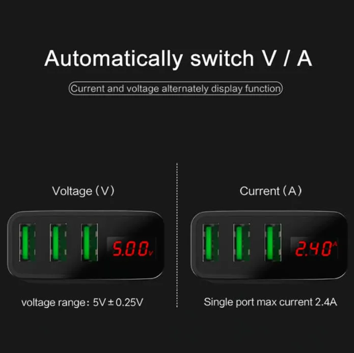 3 USB Ports Charger with Display