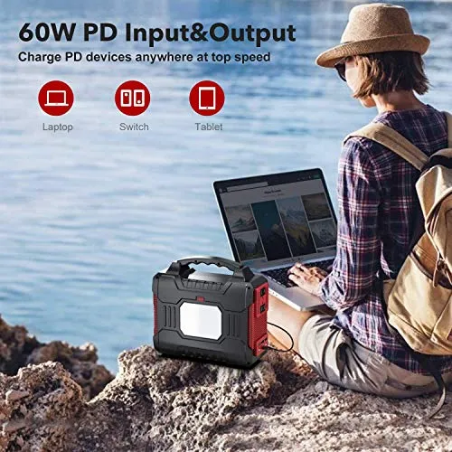 300W Portable Power Station, BUTURE 266Wh Solar Outdoor Generator, 72000mAh 60W PD Power Bank with Dual 110V Pure Sine Wave AC Outlets 12V/10A DC Out, CPAP Battery Power Supply for Camping Emergency