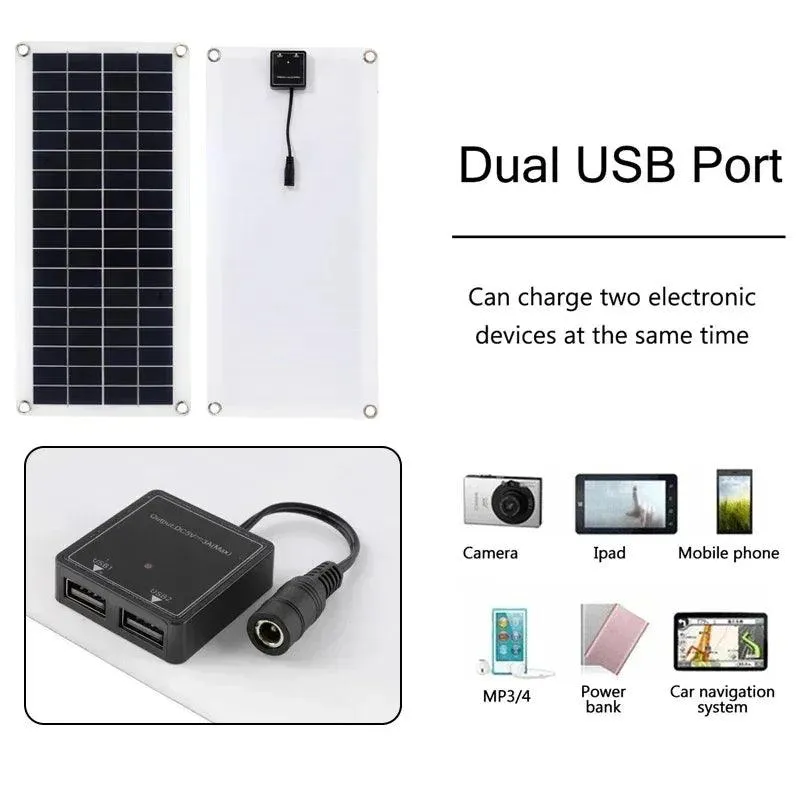 300W Versatile Flexible Solar Panel with Dual USB and 10A-60A Controller for Charging Phones, Cars, Yachts, and RVs