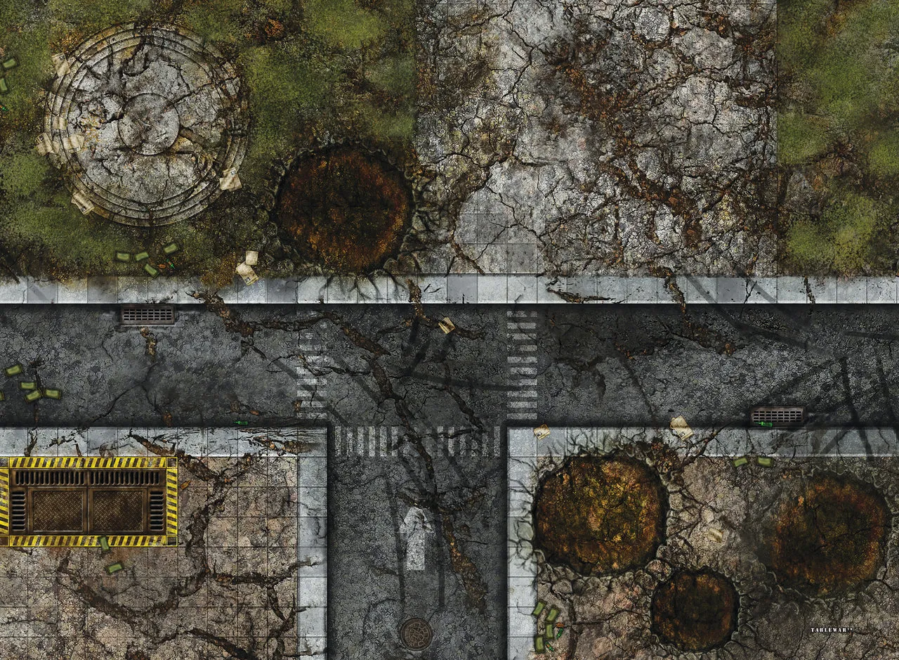 30x22" Dbl Sided 'Urban Combat'   'Badlands' F.A.T. Mat Gaming Mat