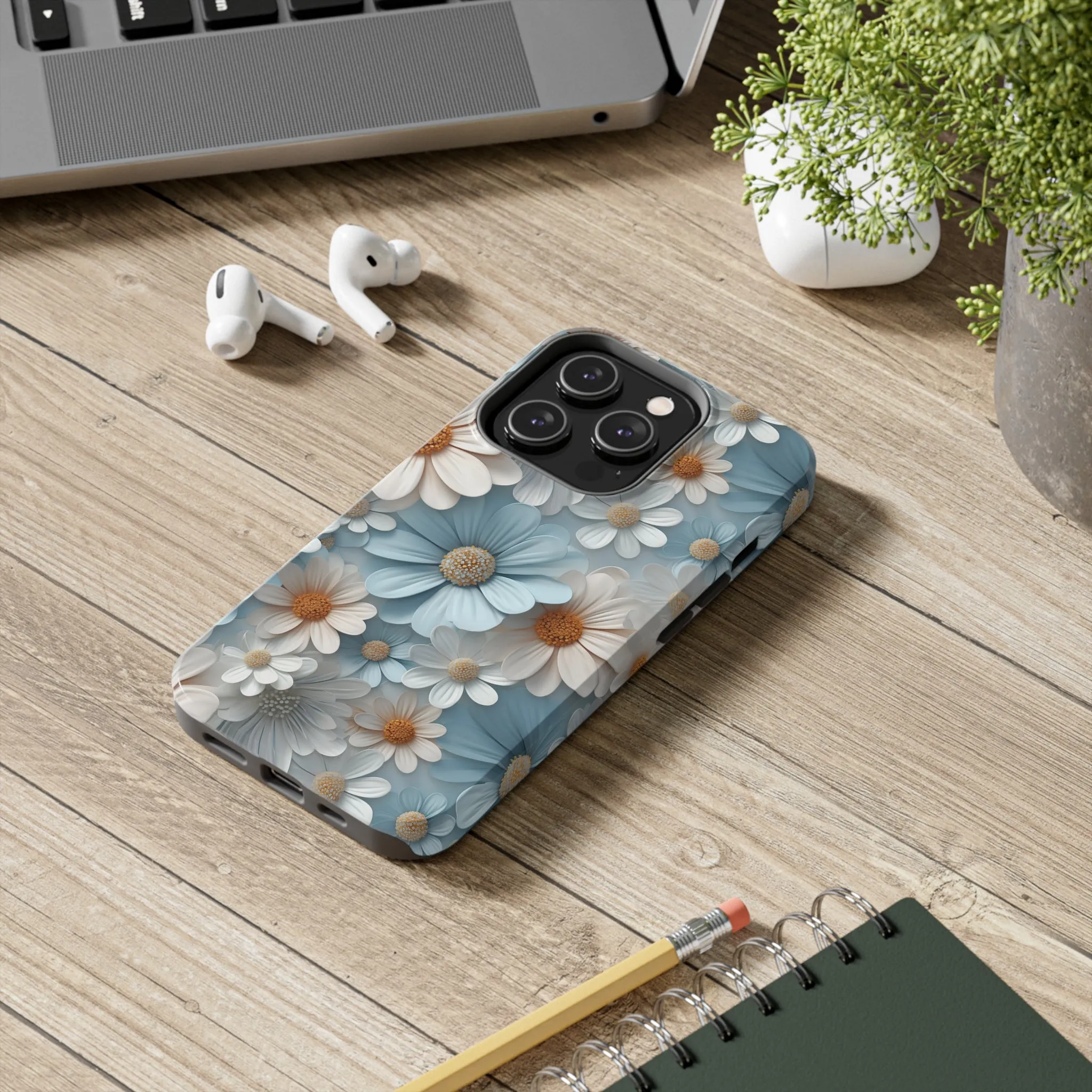 3D Daisy Digital print Design Tough Phone Case compatible with a large variety of iPhone models, Gift, Phone Case