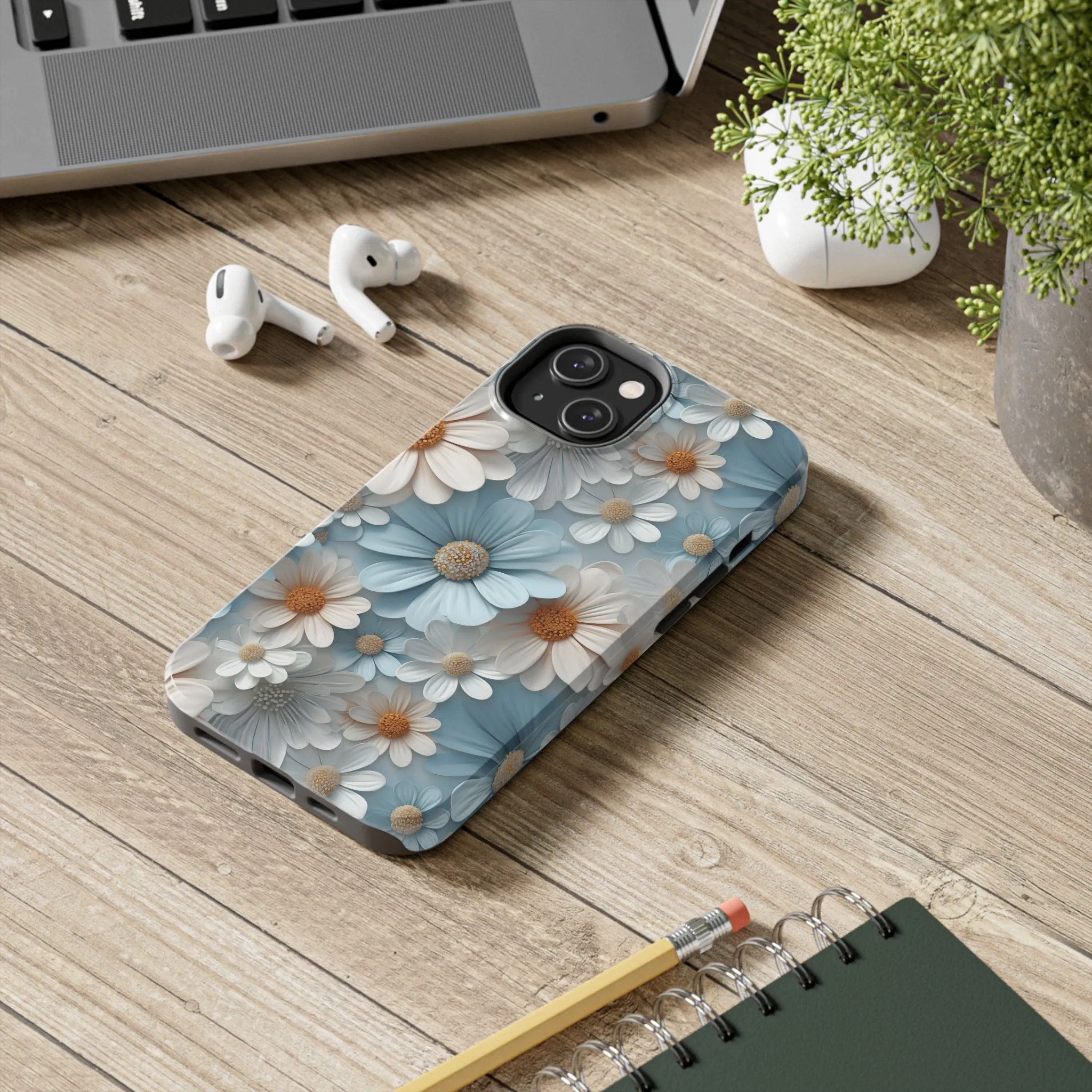 3D Daisy Digital print Design Tough Phone Case compatible with a large variety of iPhone models, Gift, Phone Case