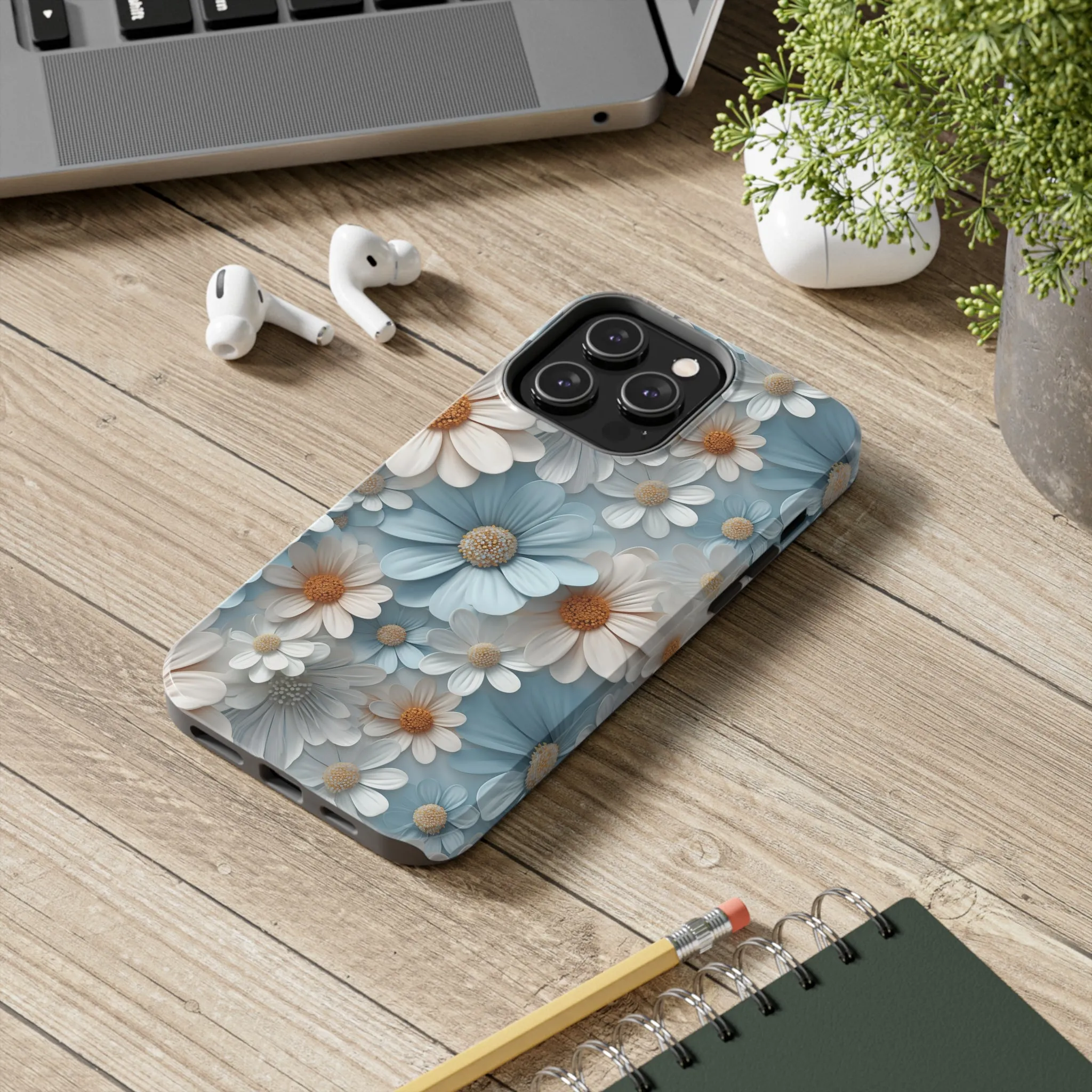 3D Daisy Digital print Design Tough Phone Case compatible with a large variety of iPhone models, Gift, Phone Case