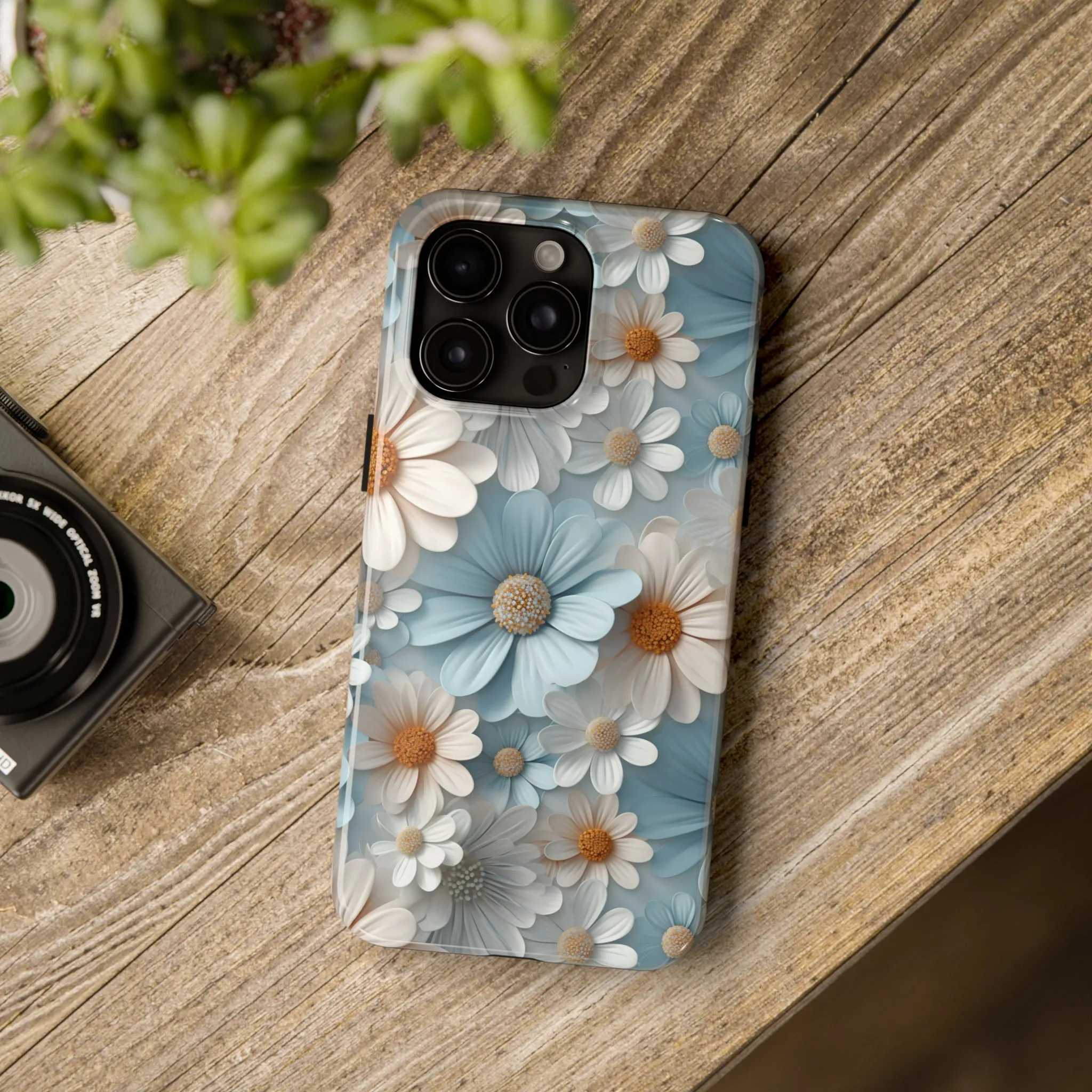 3D Daisy Digital print Design Tough Phone Case compatible with a large variety of iPhone models, Gift, Phone Case