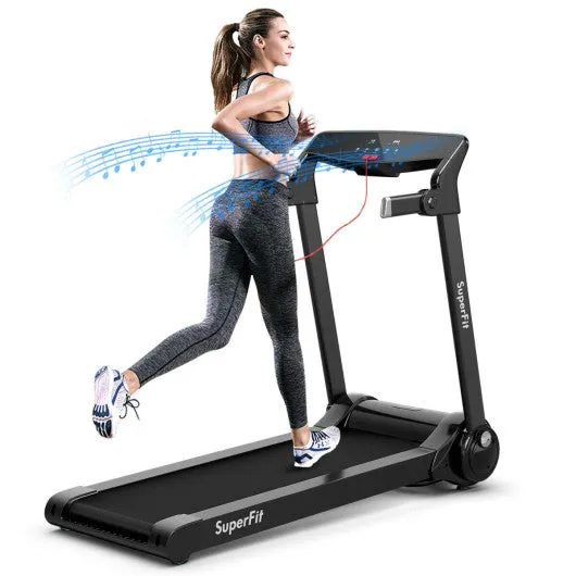 3HP Electric Folding Treadmill with Bluetooth Speaker-Silver