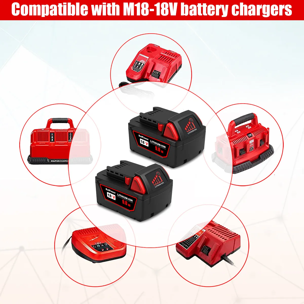 48-11-1890 18V 9.0AH Lithium XC9.0 High Output Battery for Milwaukee 18V Battery 9Ah M18 48-11-1890