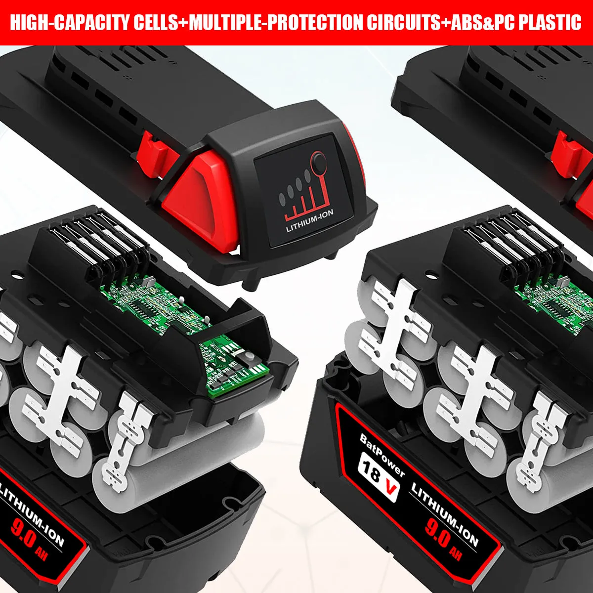 48-11-1890 18V 9.0AH Lithium XC9.0 High Output Battery for Milwaukee 18V Battery 9Ah M18 48-11-1890