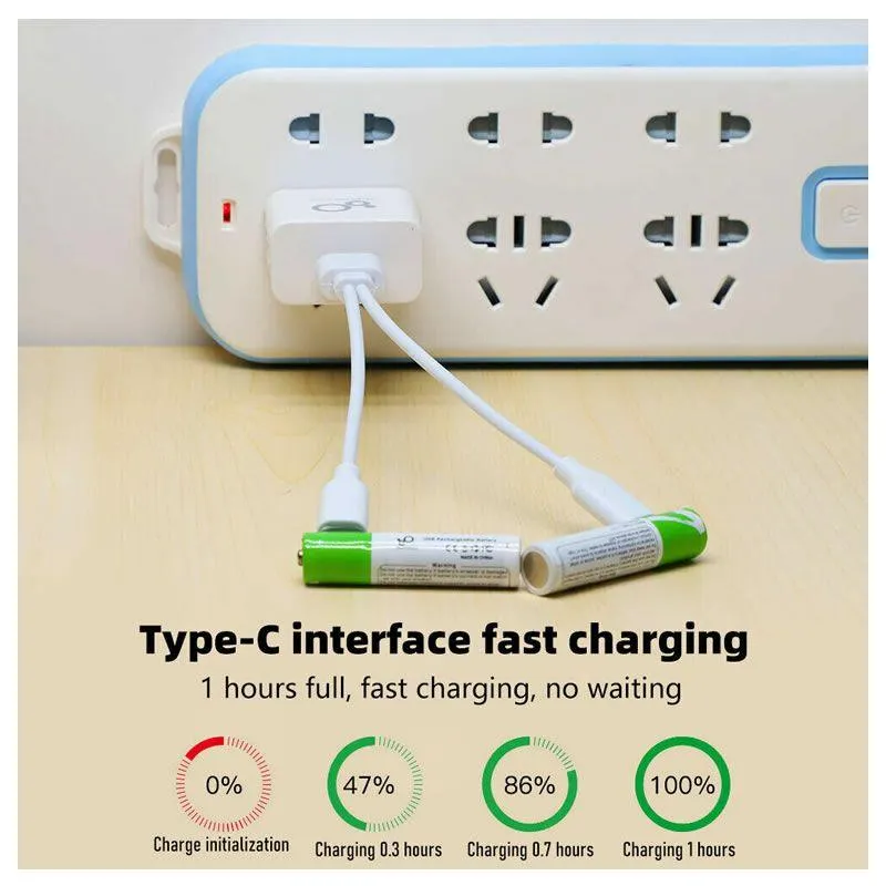 4X AAA NIMH BATTERIES W/ USB RECHARGE CABLE