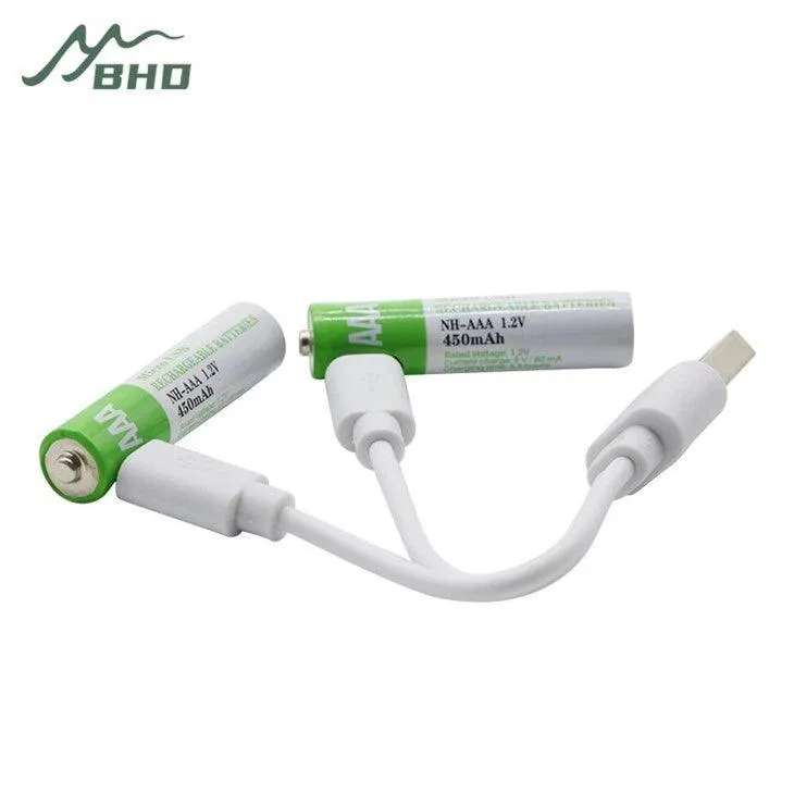 4X AAA NIMH BATTERIES W/ USB RECHARGE CABLE