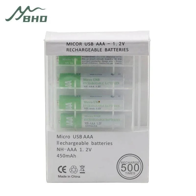 4X AAA NIMH BATTERIES W/ USB RECHARGE CABLE