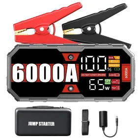 6000A High-Power Portable Car Jump Starter with Fast Charge Power Bank and 12V Emergency Booster