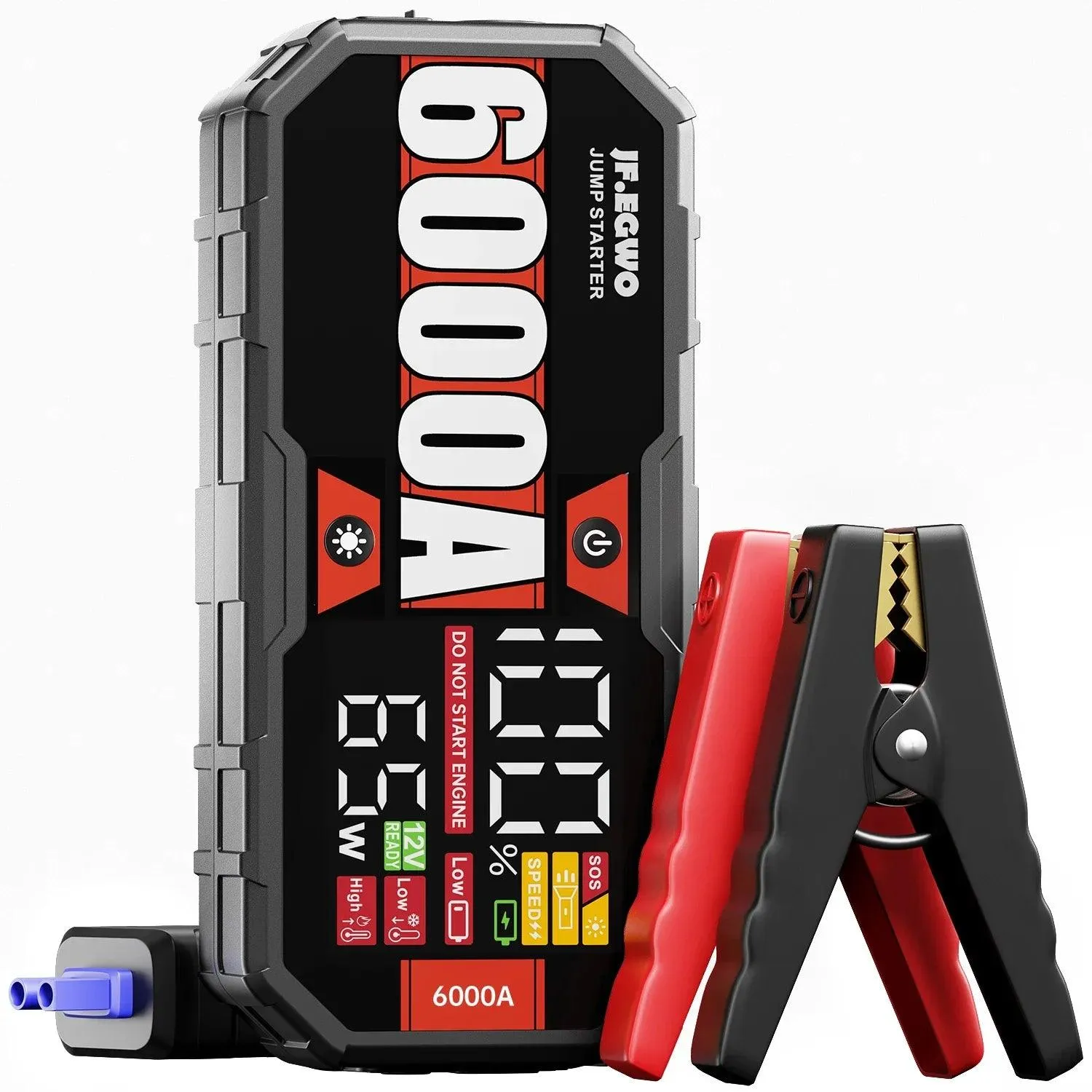 6000A High-Power Portable Car Jump Starter with Fast Charge Power Bank and 12V Emergency Booster