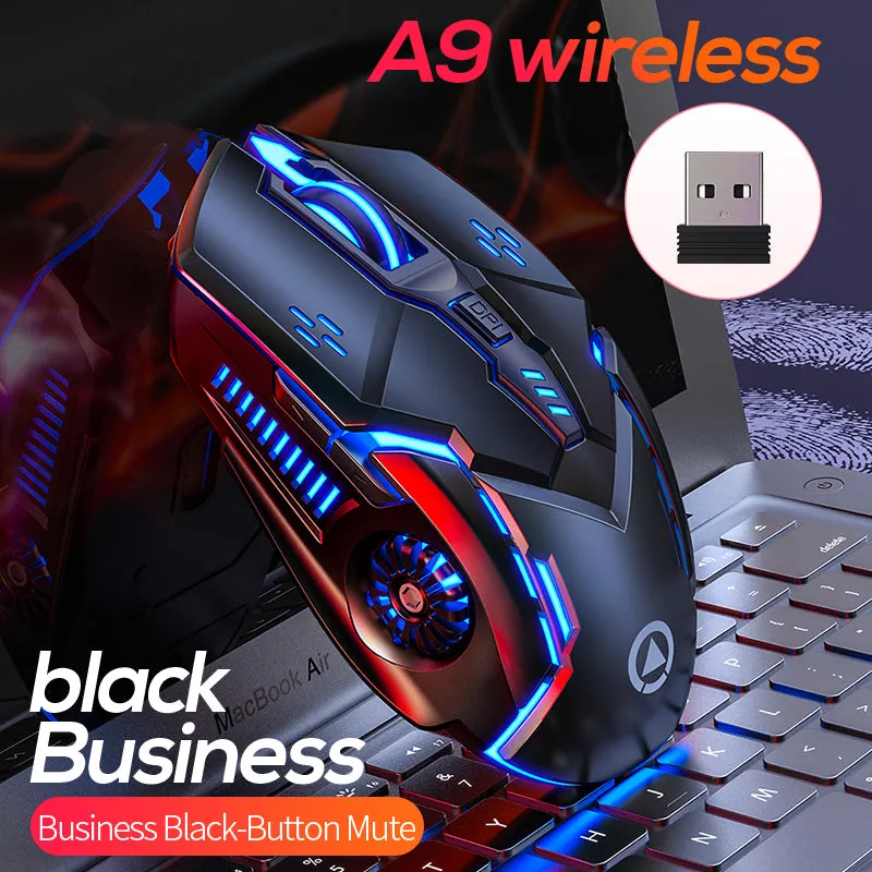 A9 Wireless Gaming Mouse 7-Colour Breathing Backlit 6-Button