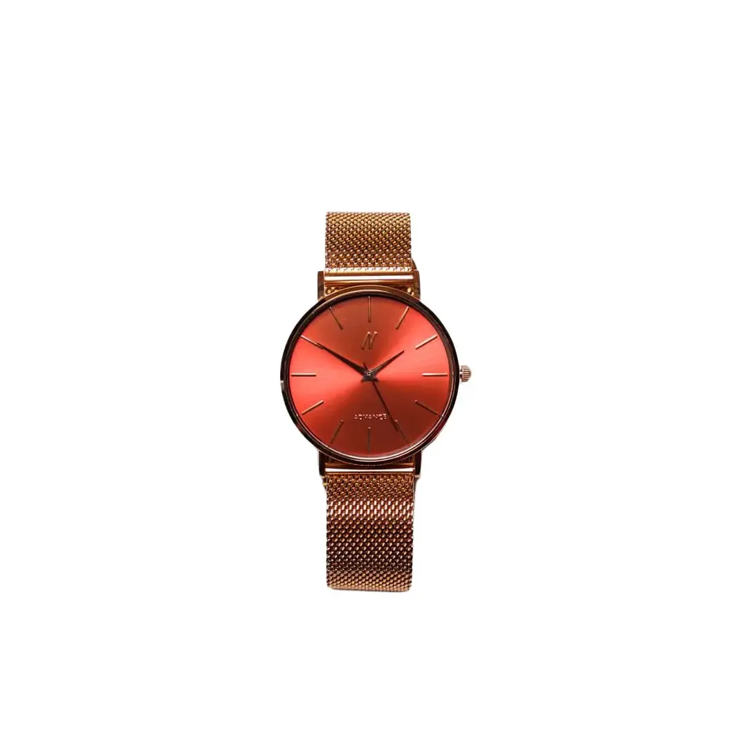 Advance XO 36MM Unisex Watch In Rose Gold/Red