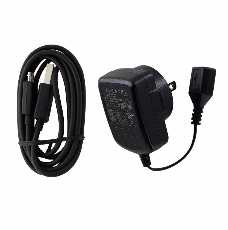 Alcatel (WUS550mA5V00-01) Travel Charger & Cable for Micro USB Devices- Black