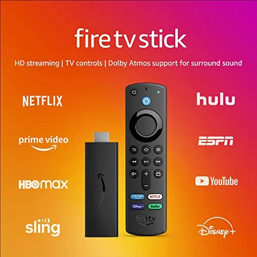 Amazon Fire TV Stick with Alexa Voice Remote (includes TV controls), free & live TV without cable or satellite, HD streaming device