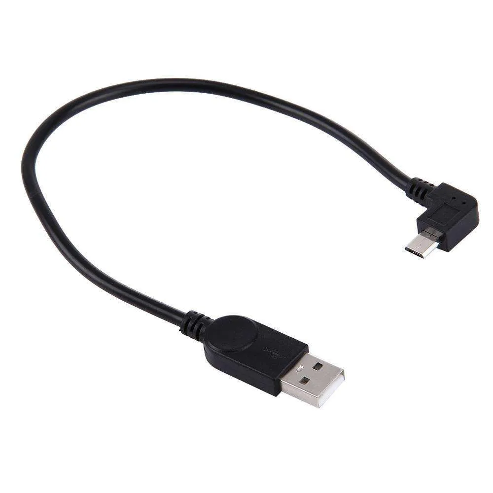 AMZER® 28cm 90 Degree Angle Right Micro USB to USB Data / Charging Cable - Black