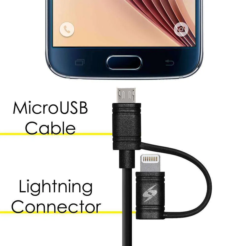 Amzer Apple MFi Certified 2-1 Sync & Charge Lightning cable with micro usb(3.2 Ft/ 1 M)