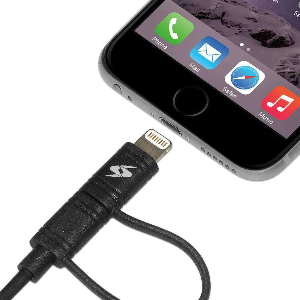 Amzer Apple MFi Certified 2-1 Sync & Charge Lightning cable with micro usb(3.2 Ft/ 1 M)