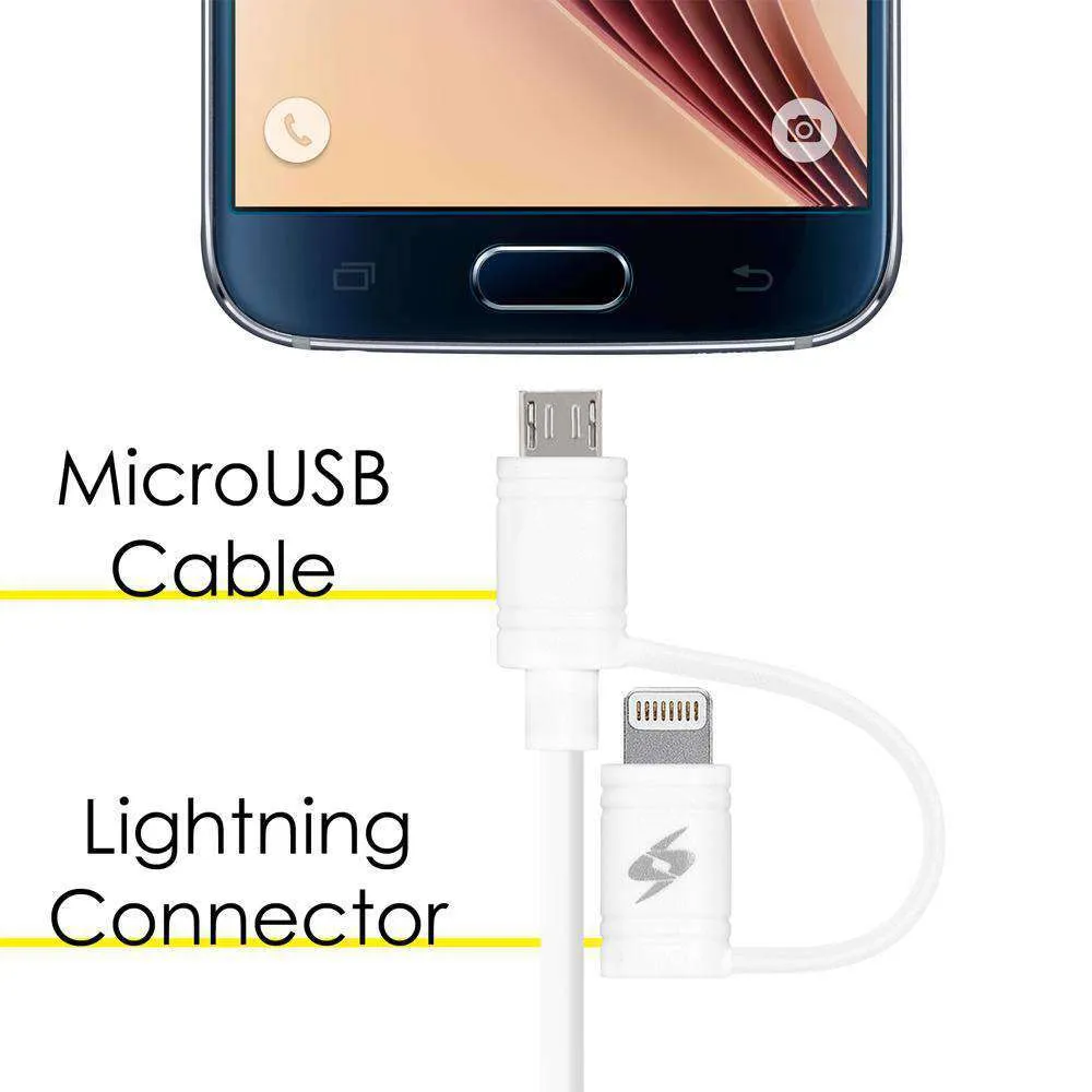 Amzer Apple MFi Certified 2-1 Sync & Charge Lightning cable with micro usb(3.2 Ft/ 1 M)