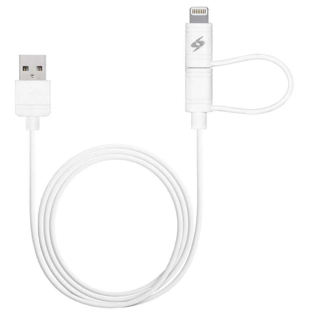 Amzer Apple MFi Certified 2-1 Sync & Charge Lightning cable with micro usb(3.2 Ft/ 1 M)