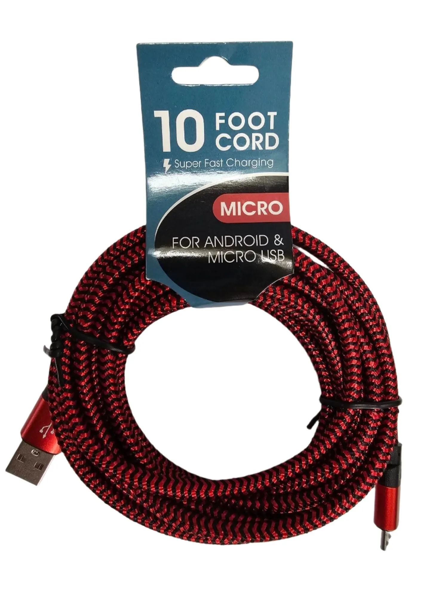 Android & Micro USB Fast Charging Cord - 10 ft