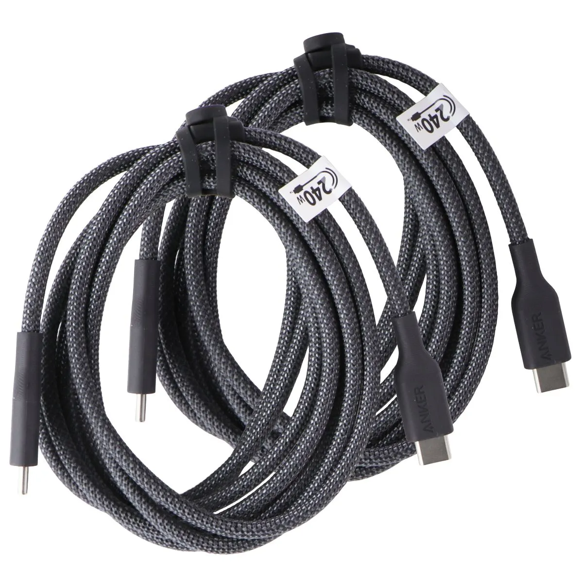 Anker (6-Ft) USB-C to USB-C Bio-Braided Charger Cable - Black (2 Pack)