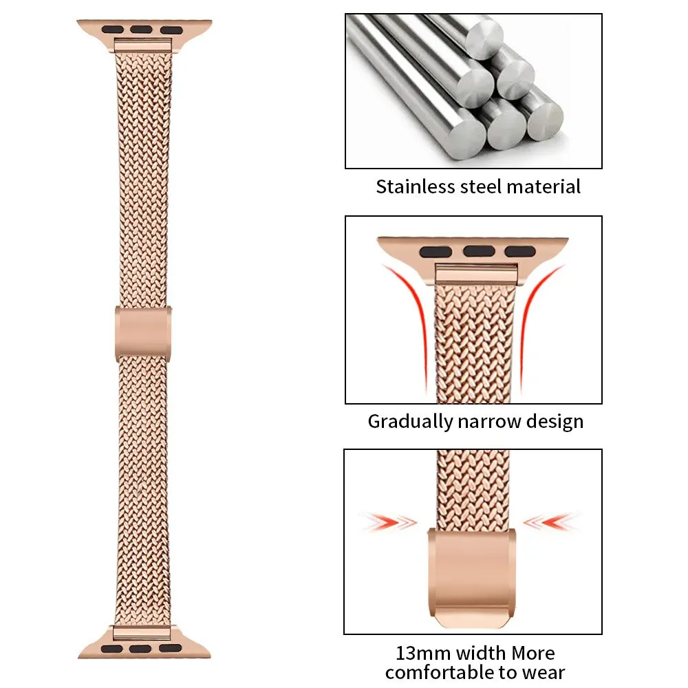 Apple Watch 41mm / 40mm / 38mm | Slim Metal Bands |Rose Gold