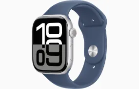 Apple Watch Series 10 GPS 46Mm Silver Aluminium Case, Denim Sport Band, S/M