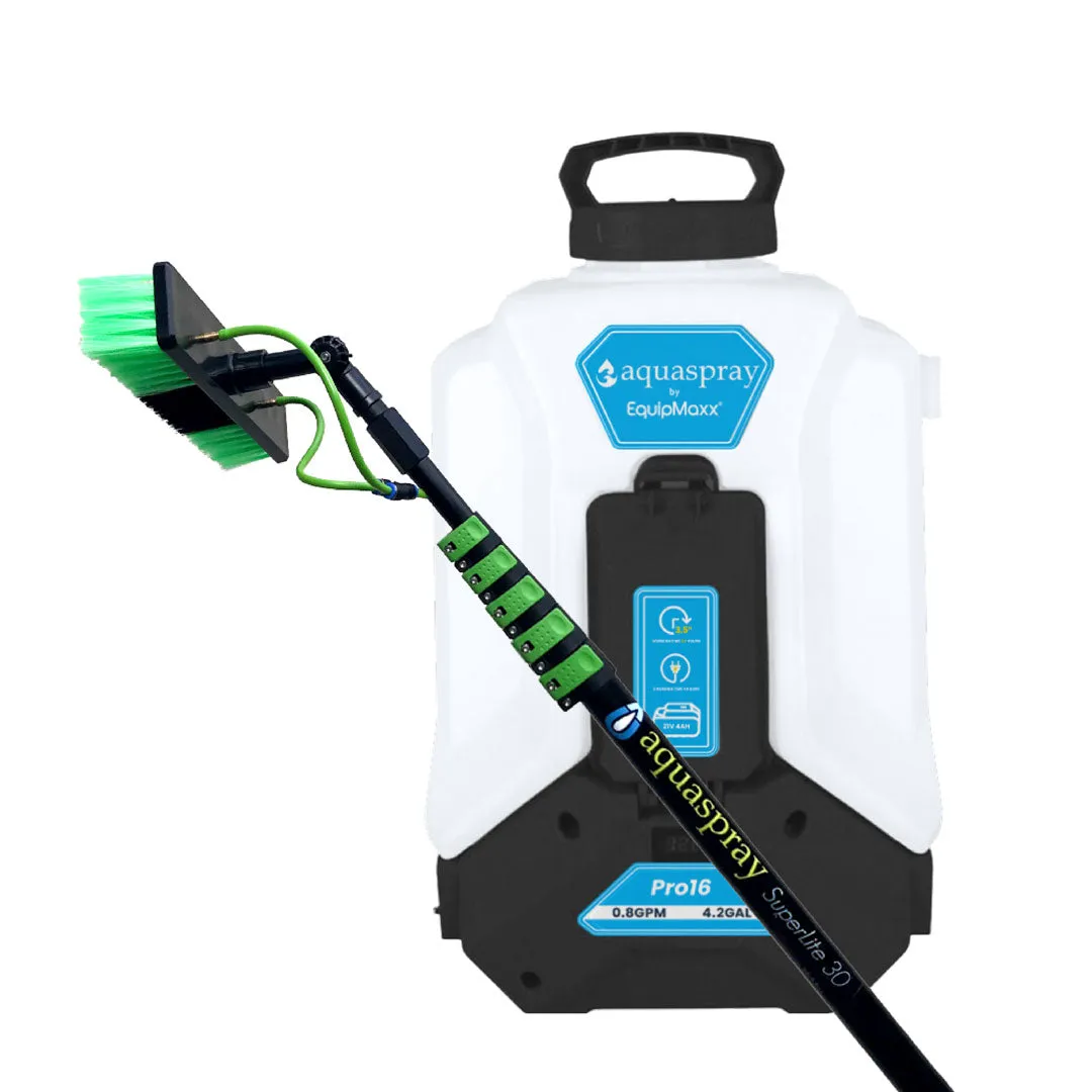 Aquaspray Pro16 Backpack Water Tank with Water Fed Pole Window and Solar Panel Cleaning