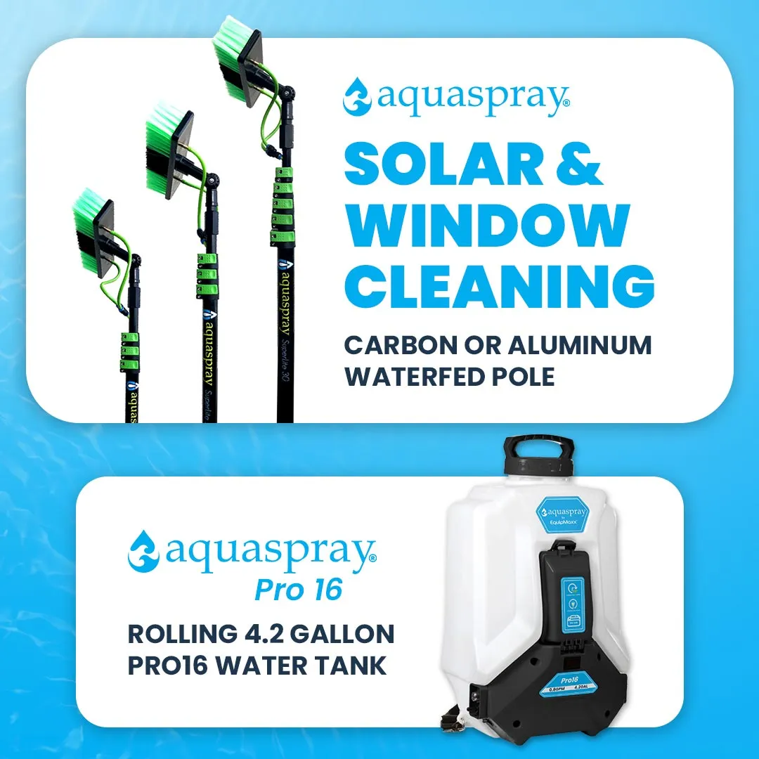 Aquaspray Pro16 Backpack Water Tank with Water Fed Pole Window and Solar Panel Cleaning