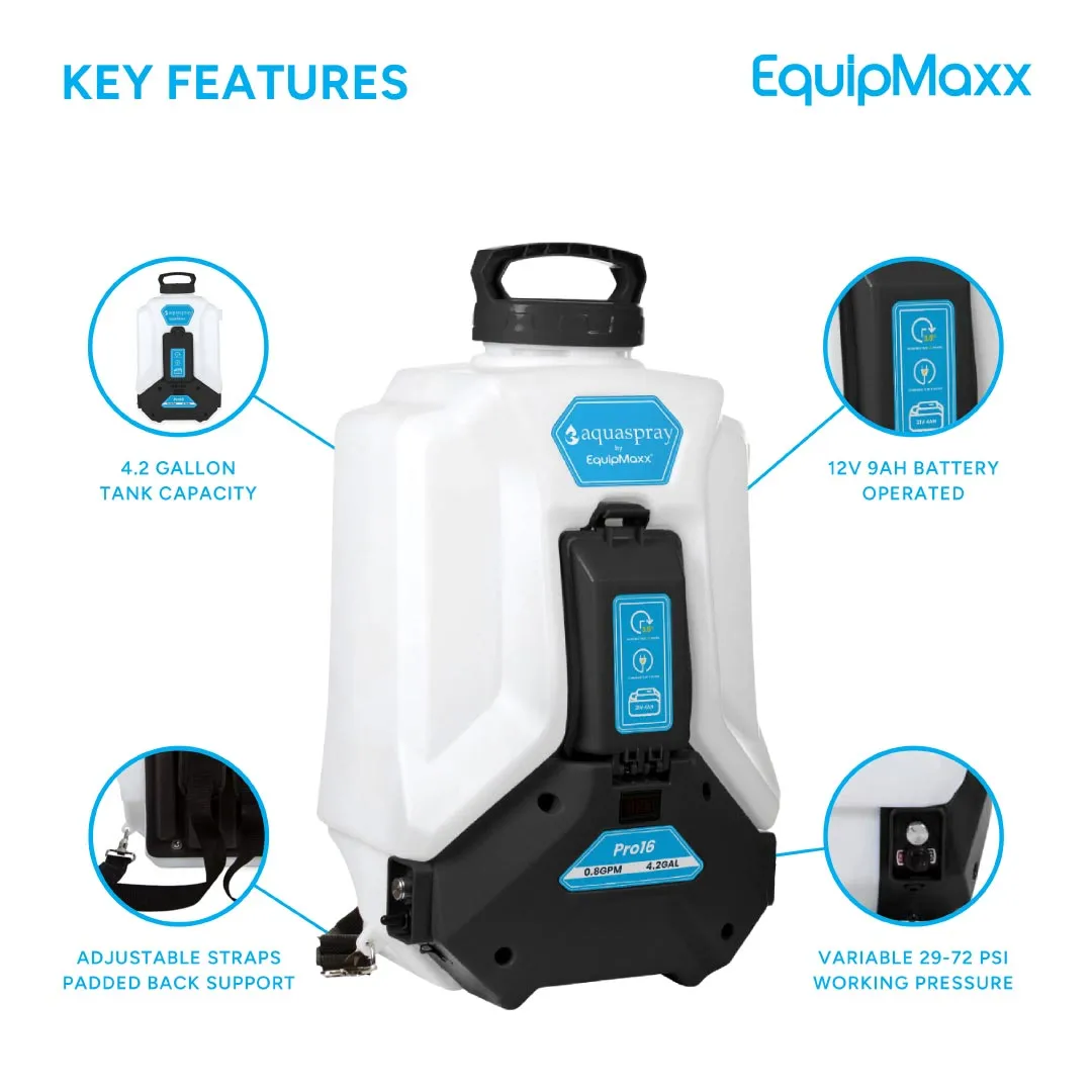 Aquaspray Pro16 Backpack Water Tank with Water Fed Pole Window and Solar Panel Cleaning