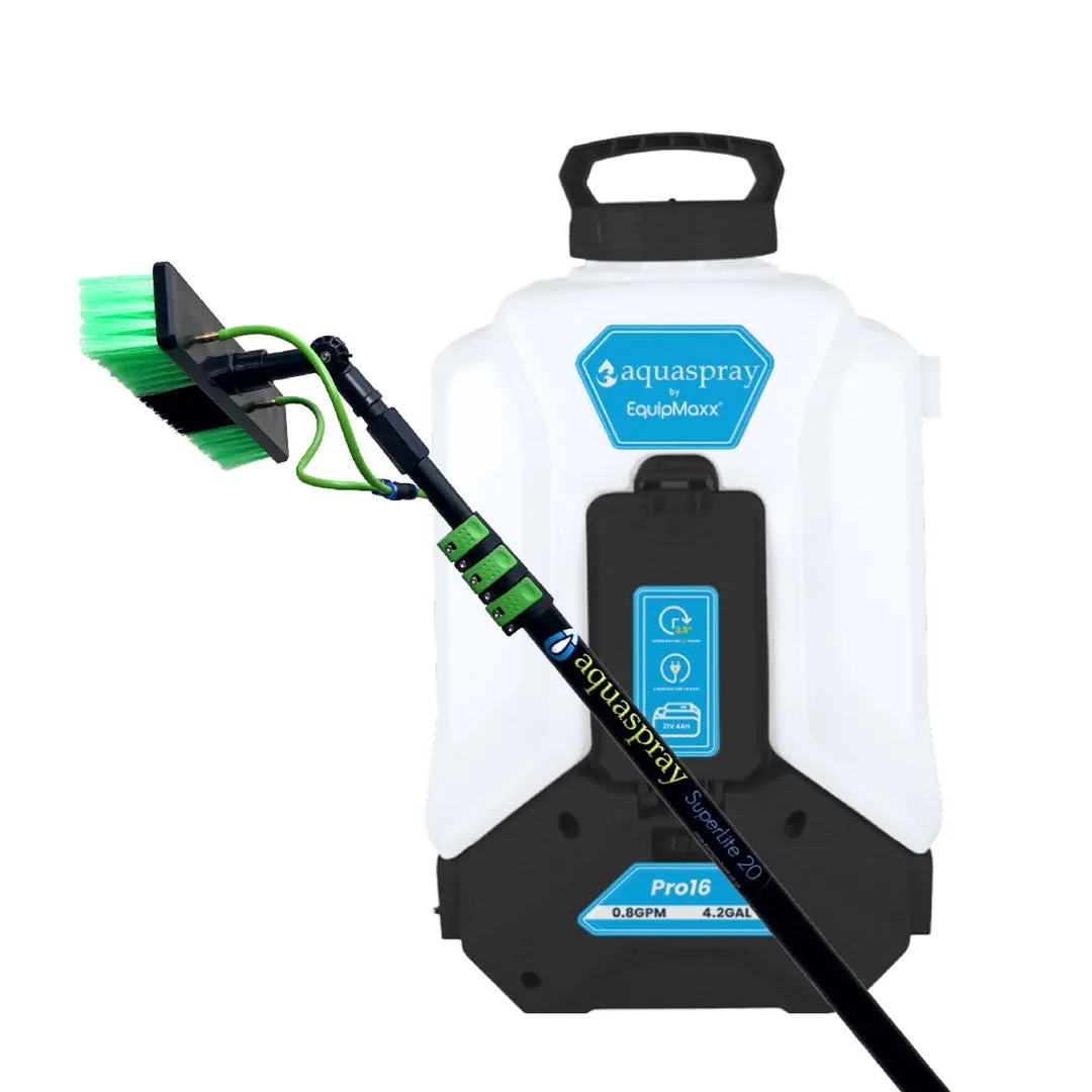 Aquaspray Pro16 Backpack Water Tank with Water Fed Pole Window and Solar Panel Cleaning