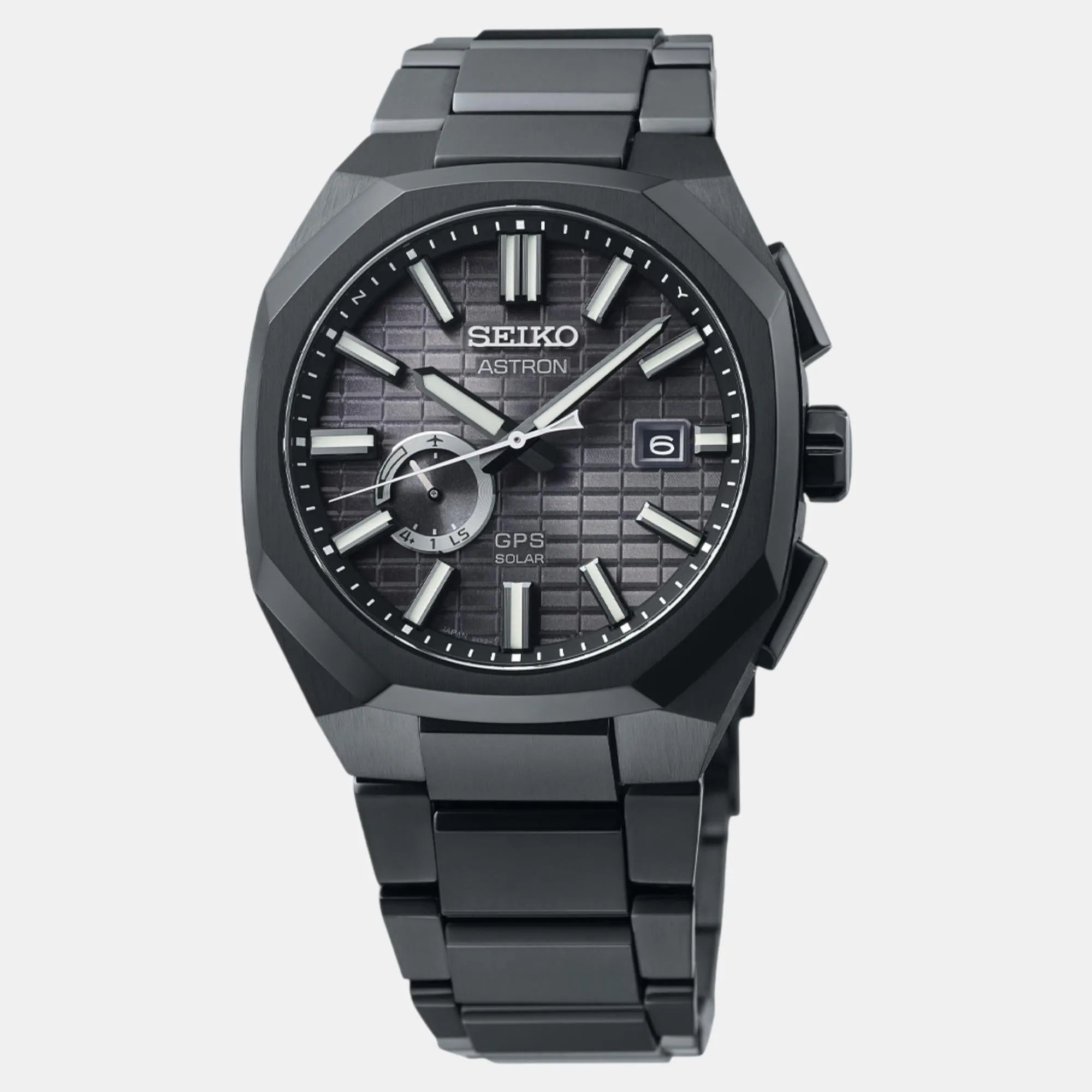 Astron Solar Men Black Dail Analog Stainless Steel Watch SSJ015J1