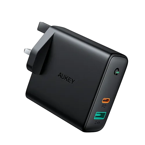 AUKEY Dual-Port Wall Charger with Dynamic Detect - 60W / USB / Black