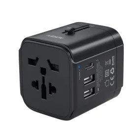 Aukey Pa-Ta01 Universal Travel Adapter Charger With Usb-C & Usb-A Uk Usa Eu Aus Chn 150 Countries