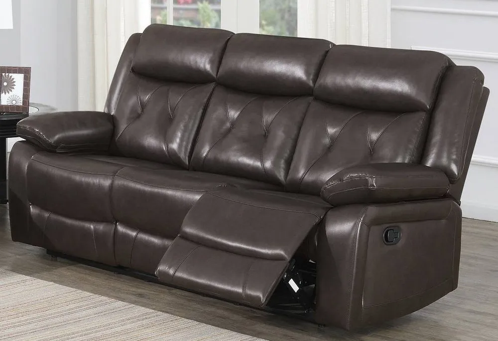 Avaline Dark Brown Gel Leatherette Power Recliner Sofa