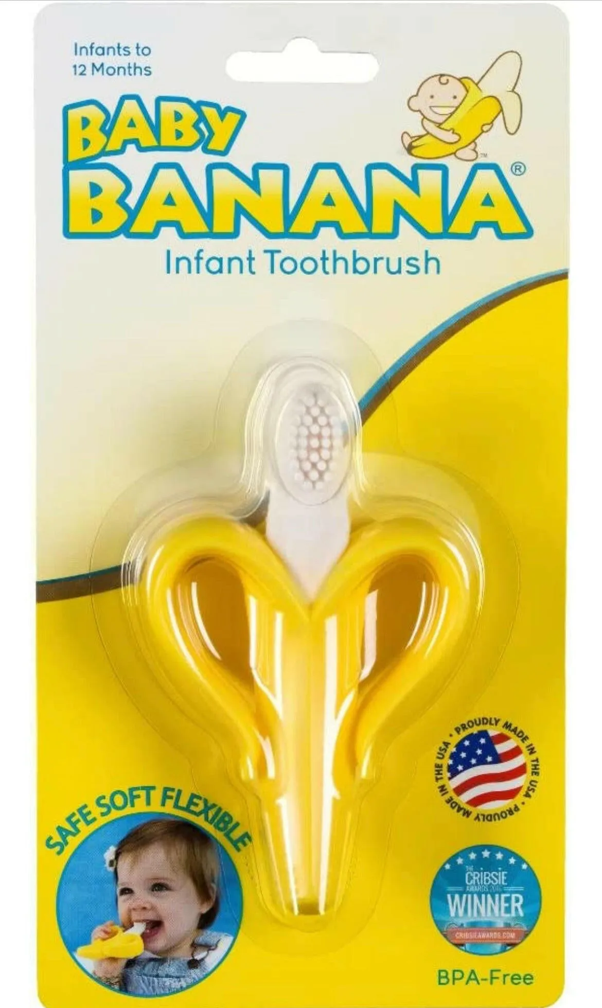 Baby Banana Brush For Infants Teeth - Yellow