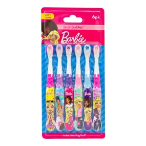 Barbie Soft Toothbrush - Great Handle For Easy Gripping and Bi-Level Bristle 6 Pack